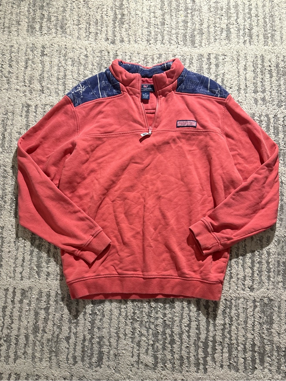 Vineyard vines pink salmon quarter zip jacket sweater size M